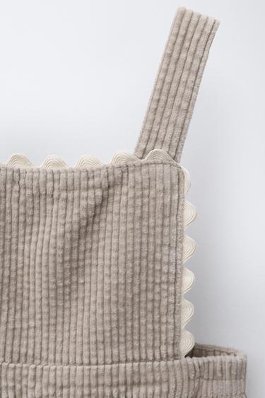 SALOPETTE LONGUE EN VELOURS CÔTELÉ ONDULÉ - Marron / Taupe de Zara - Image 2