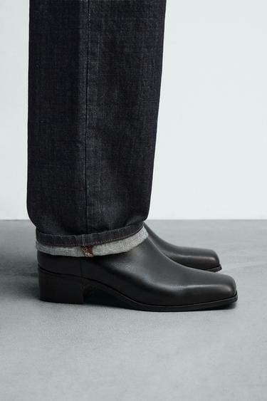 LEATHER HEELED BOOTS - Black by Zara
