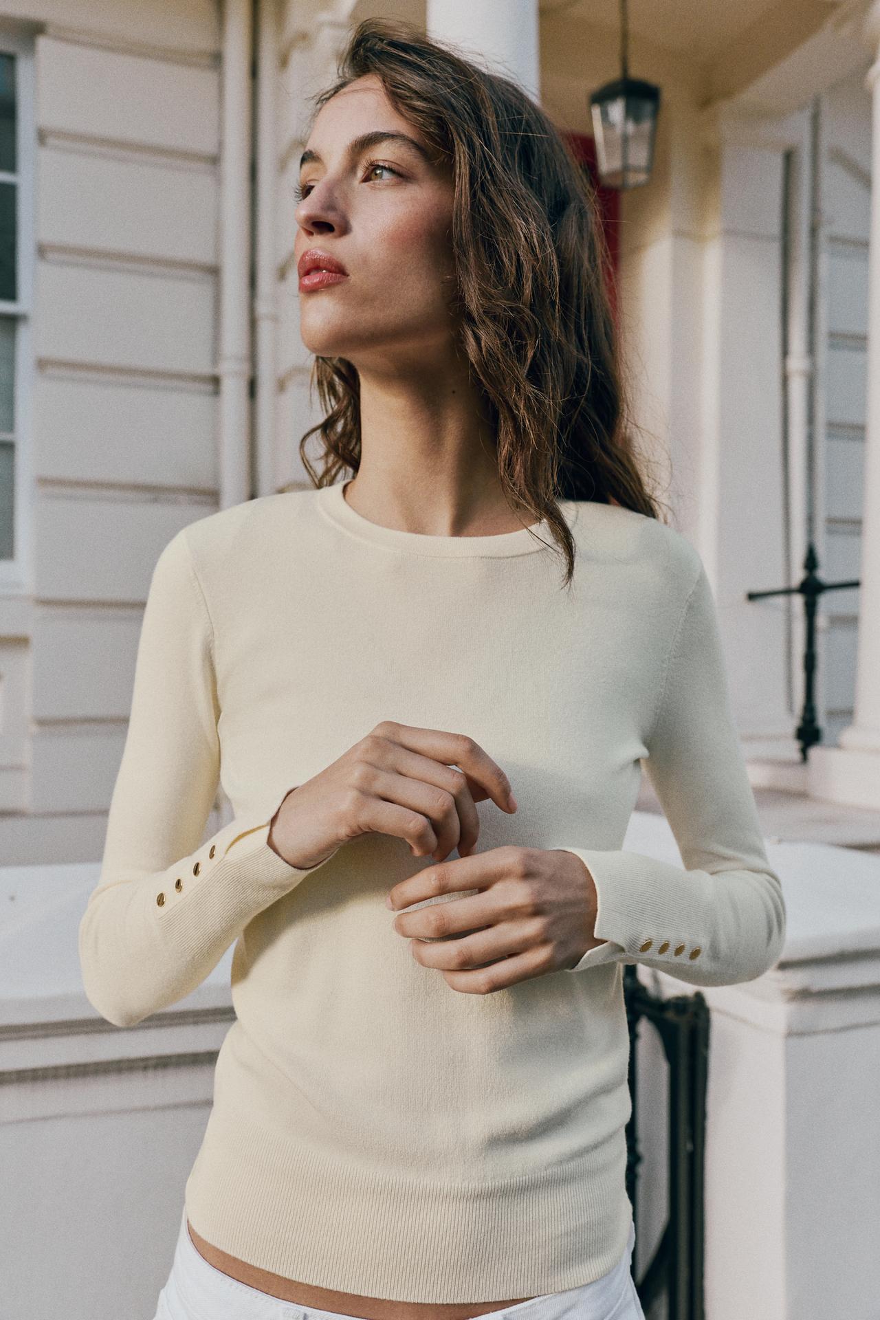 BASIC KNIT SWEATER — Ecru