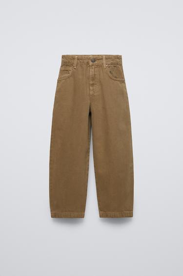 RELAXED BAGGY JEANS - Mid-camel by Zara