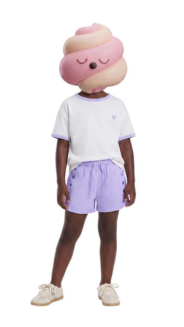 Zara INTERLOCK PLUSH EMBROIDERED HEART SHORTS - Mauve - Image 0