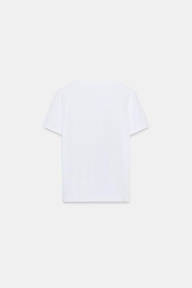 METALLIC PRINT T-SHIRT - White by Zara - Image 7
