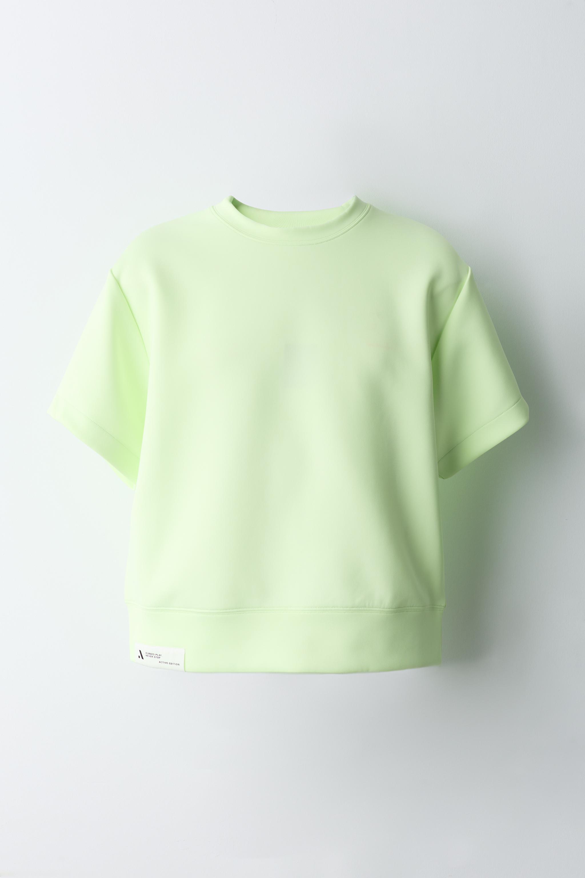 NEON SPORTY NEOPRENE T-SHIRT — Fluorescent lime