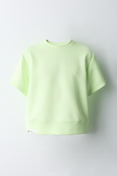 Zara NEON SPORTY NEOPRENE T-SHIRT - Fluorescent lime
