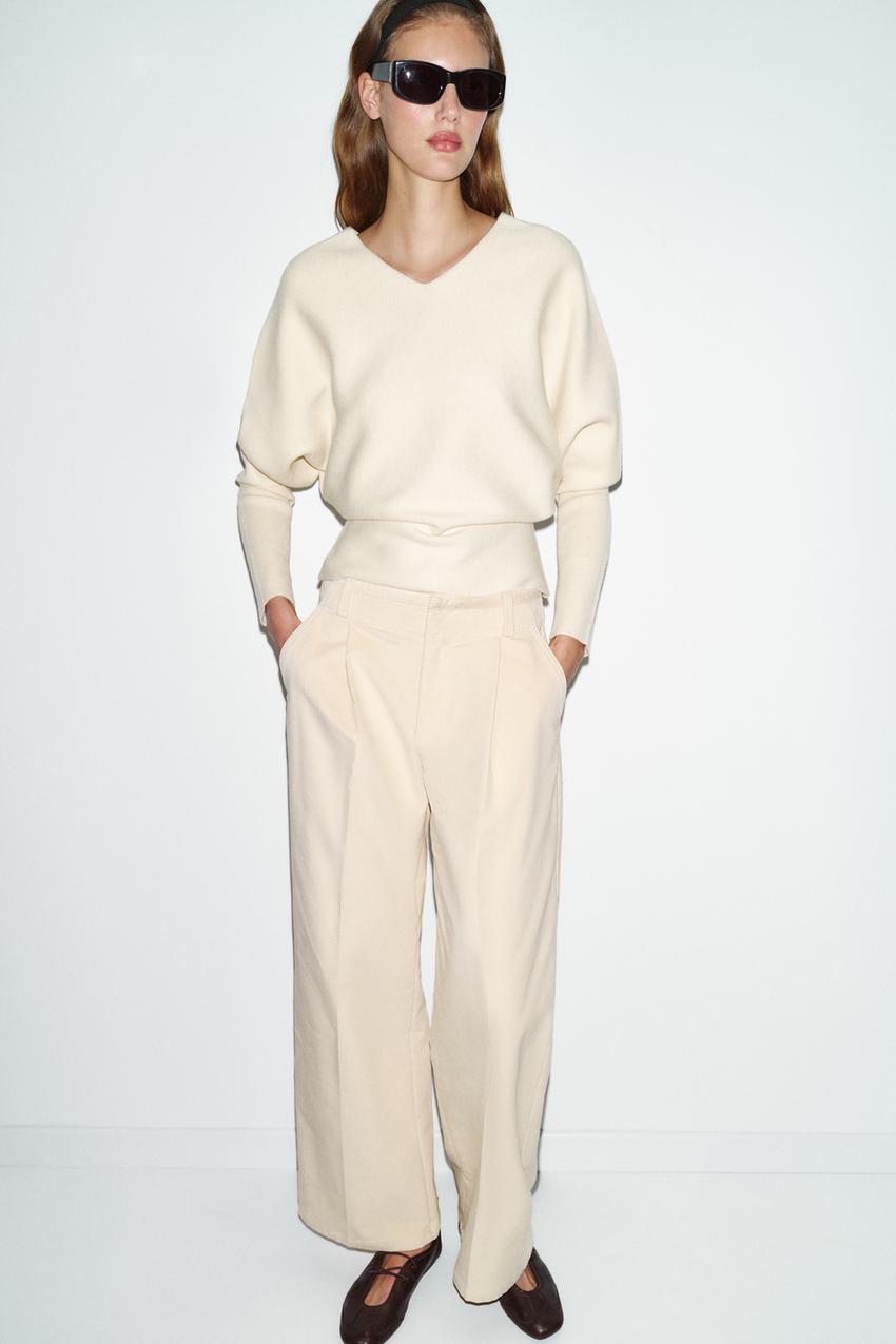 PANTALÓN RECTO EFECTO PANA Crudo ZARA Estados Unidos de