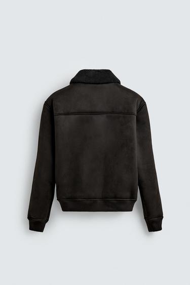 VESTE EFFET DAIM BI-MATIÈRE - Noir de Zara - Image 7