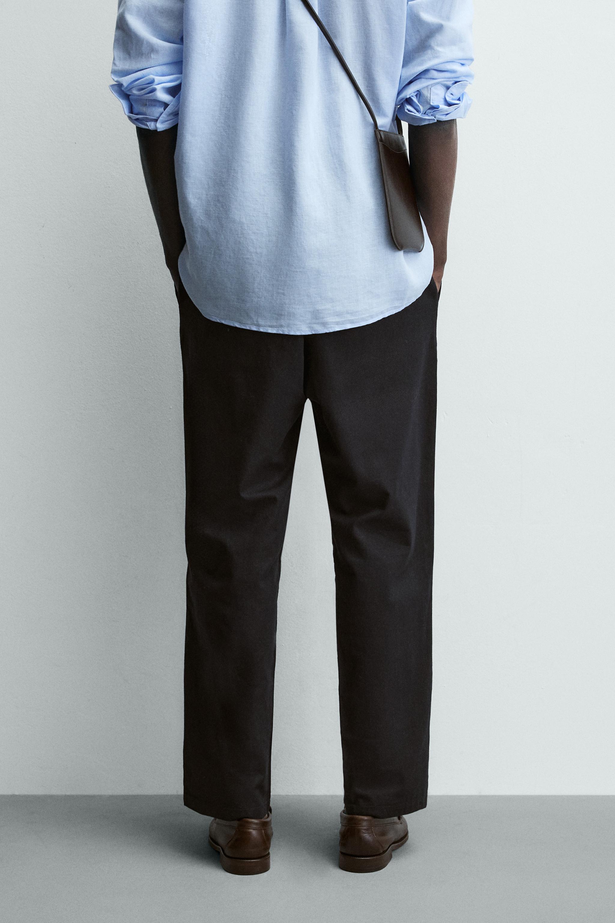Zara PAMUK KARIŞIMLI RELAXED FIT PANTOLON görsel 3