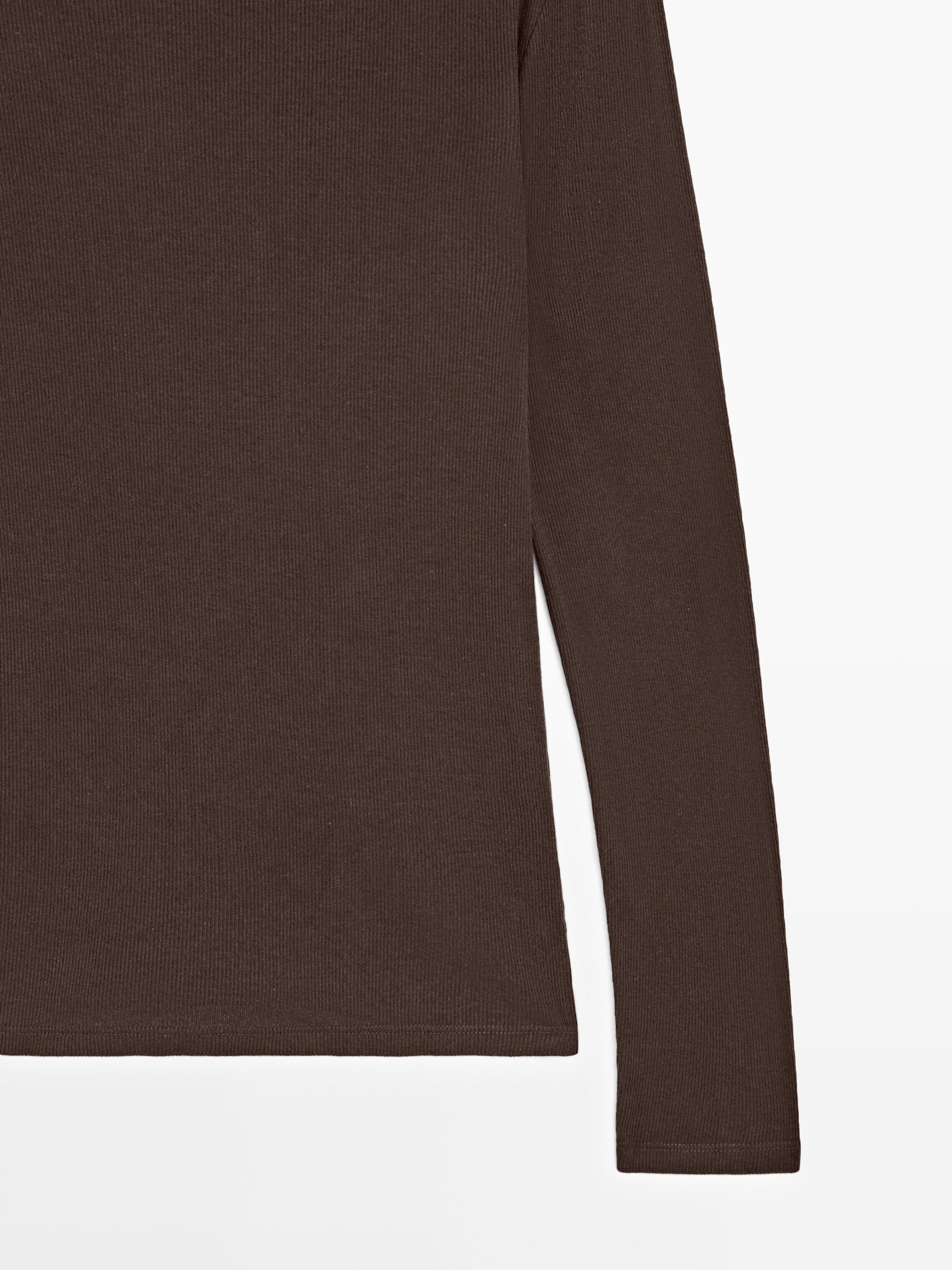 Ribbed long sleeve cotton T-shirt