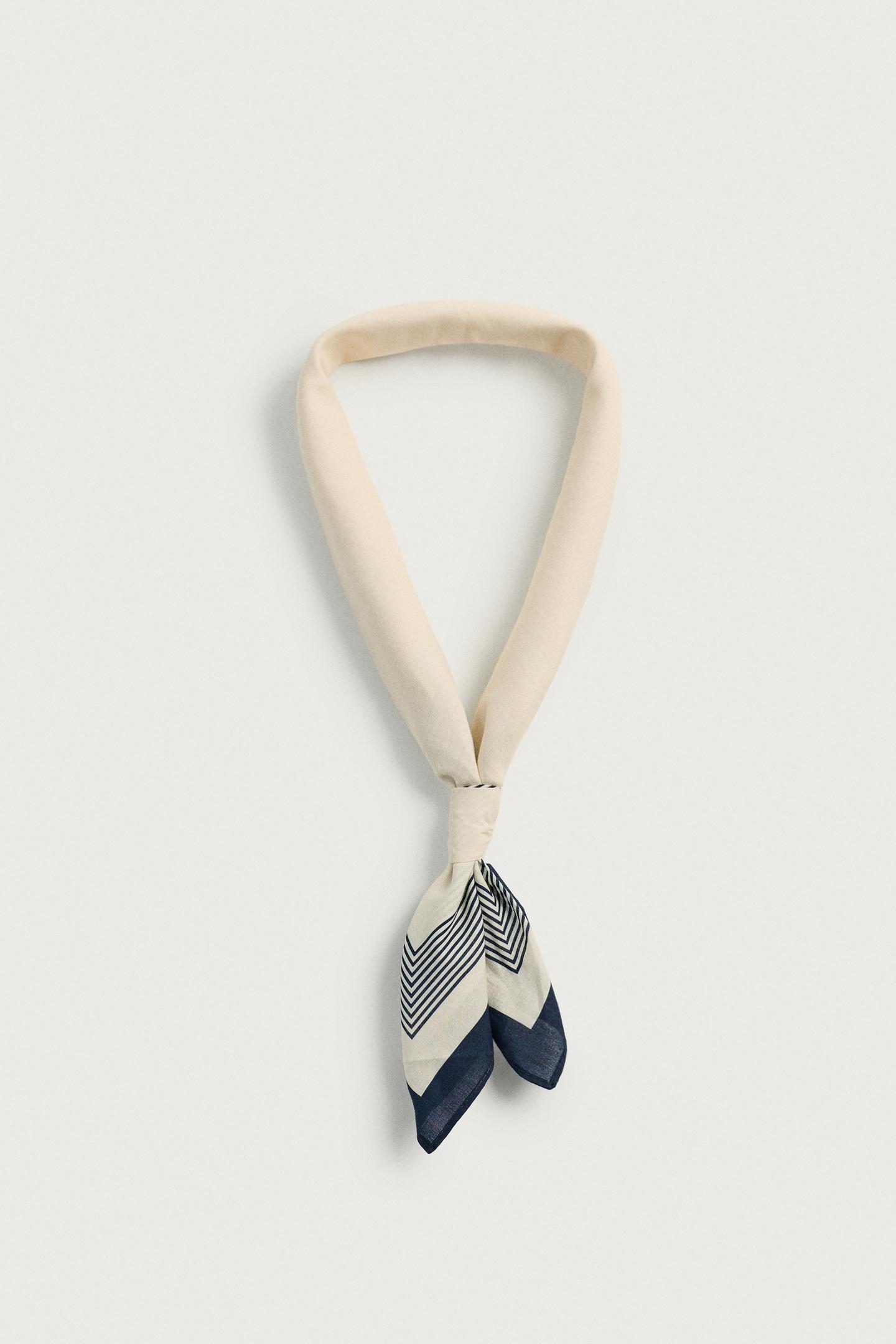 Мужские аксессуары Zara Text Print Bandana, цвет: Экрю — фото 2