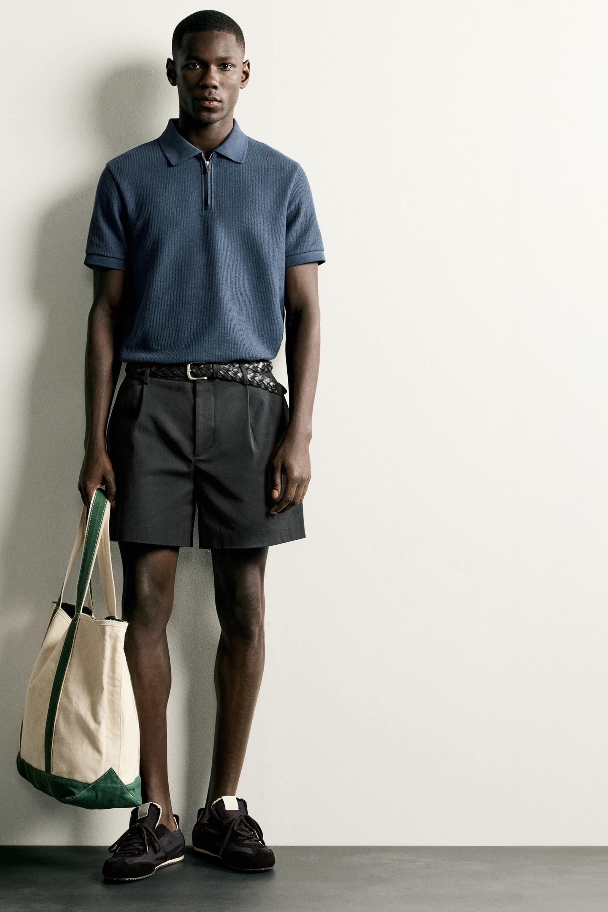 Zara FERMUARLI REGULAR FIT POLO T-SHIRT görsel 7