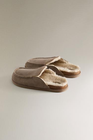 WARM LEATHER MOCCASINS - Taupe Grey by Zara - Image 4