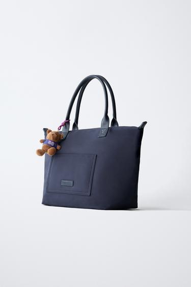 SHOPPER NYLON CHARM OURSON - Bleu de Zara - Image 1