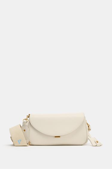 Zara LONG CROSSBODY BAG - Ecru
