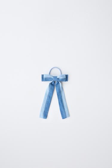 CHOUCHOU EN DENIM À LACET - Bleu de Zara