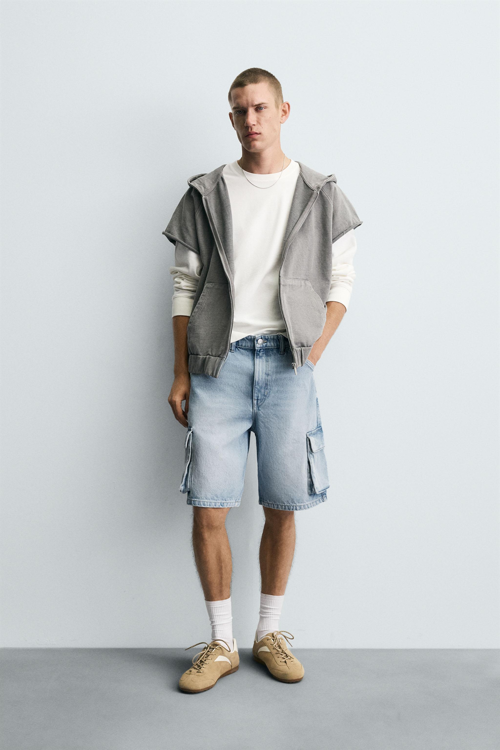 CARGO DENIM SHORTS - Light blue | ZARA United States
