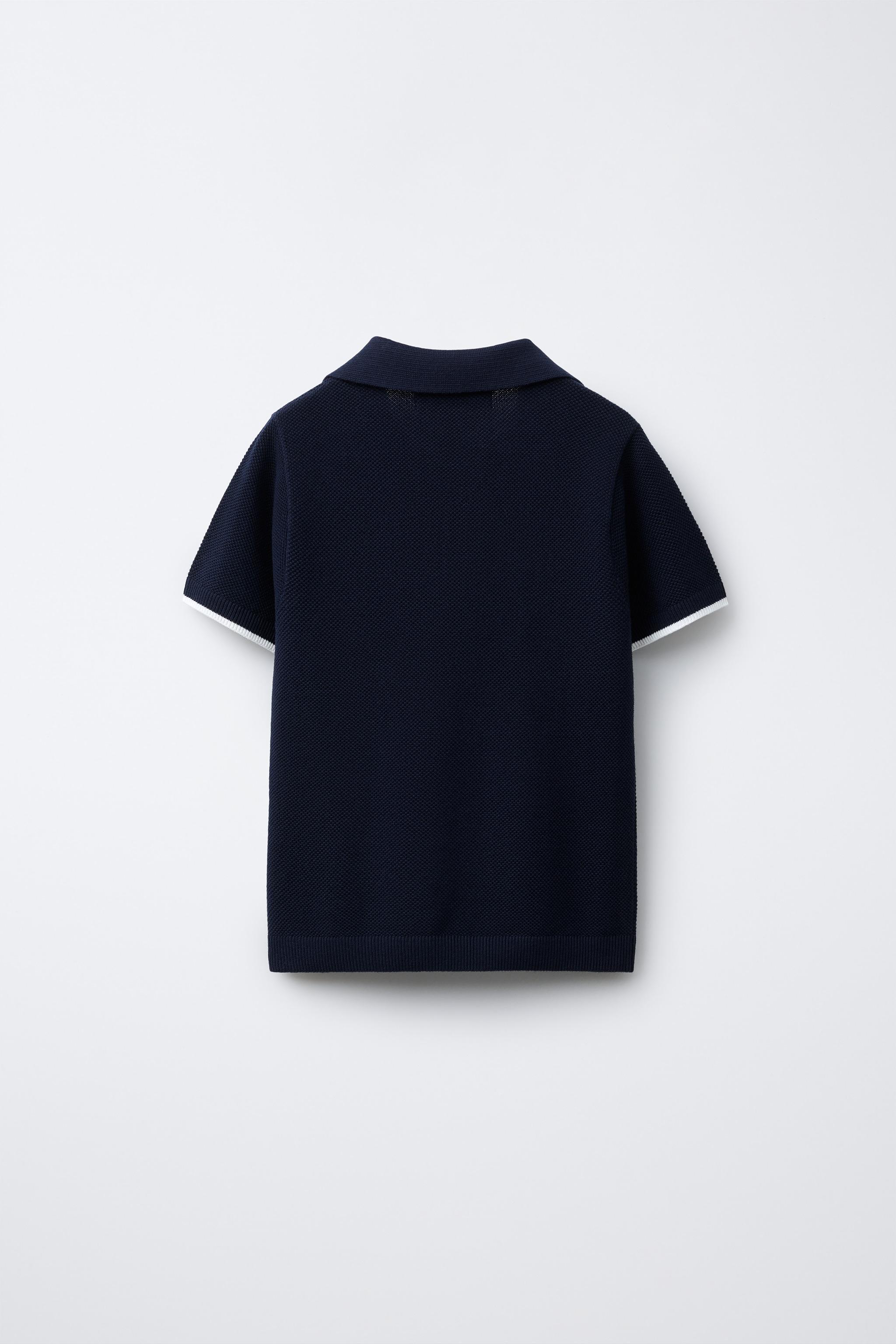 ニットピケポロシャツ - ネイビーブルー | ZARA Japan / 日本