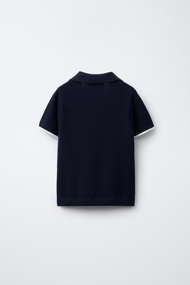 PIQUÉ KNIT POLO SHIRT - Navy blue by Zara - Image 1