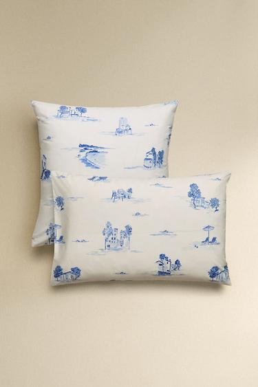 FUNDA ALMOHADA TOILE JOUY - Azul de Zara - Imagen 0