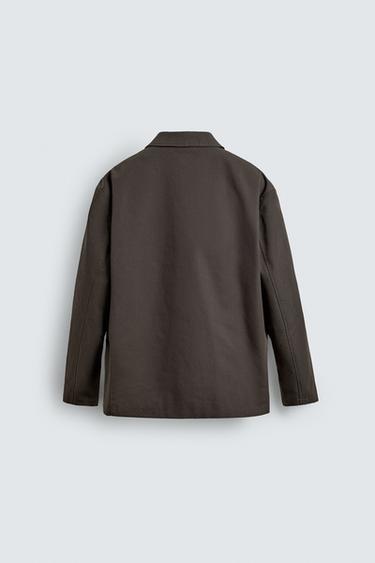 SURCHEMISE TOILE DOUBLURE CONTRASTE - Vison de Zara - Image 8