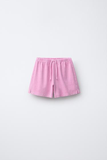 FADED-EFFECT PLUSH BERMUDA SHORTS WITH STUDS - Pink by Zara - Image 0
