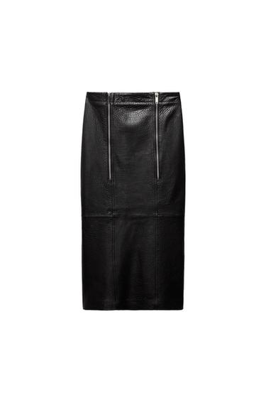 ZW COLLECTION LEATHER SKIRT WITH ZIPS