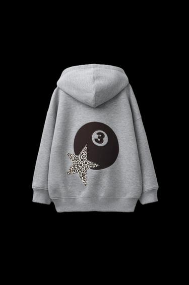 Zara BILLIARD BALL HOODIE SWEATSHIRT - Gray marl