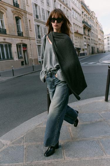 JEANS Z1975 LOOSE WIDE LEG TIRO ALTO BRILLOS - أزرق by Zara