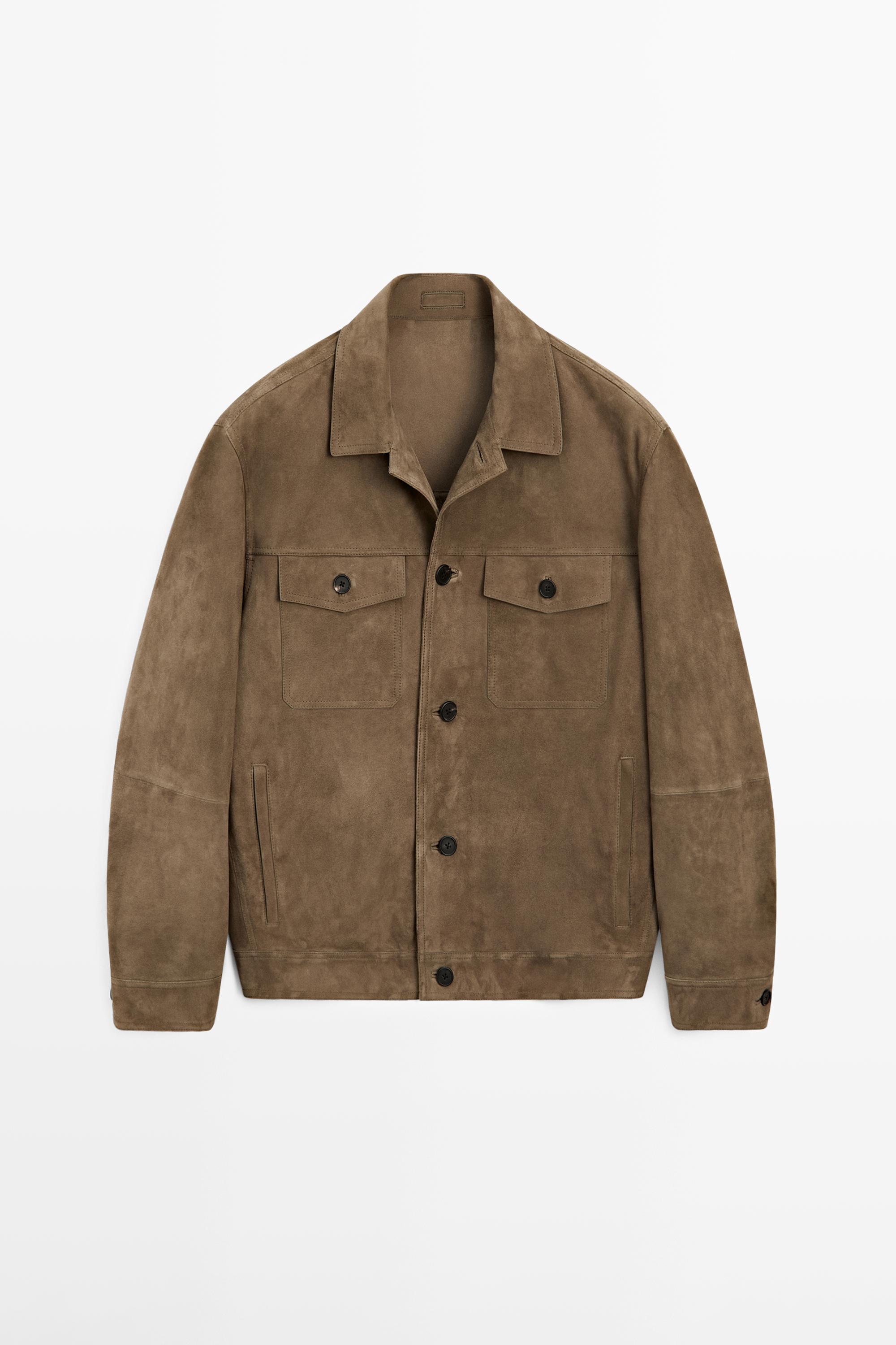 Veste à poches en cuir effet usé