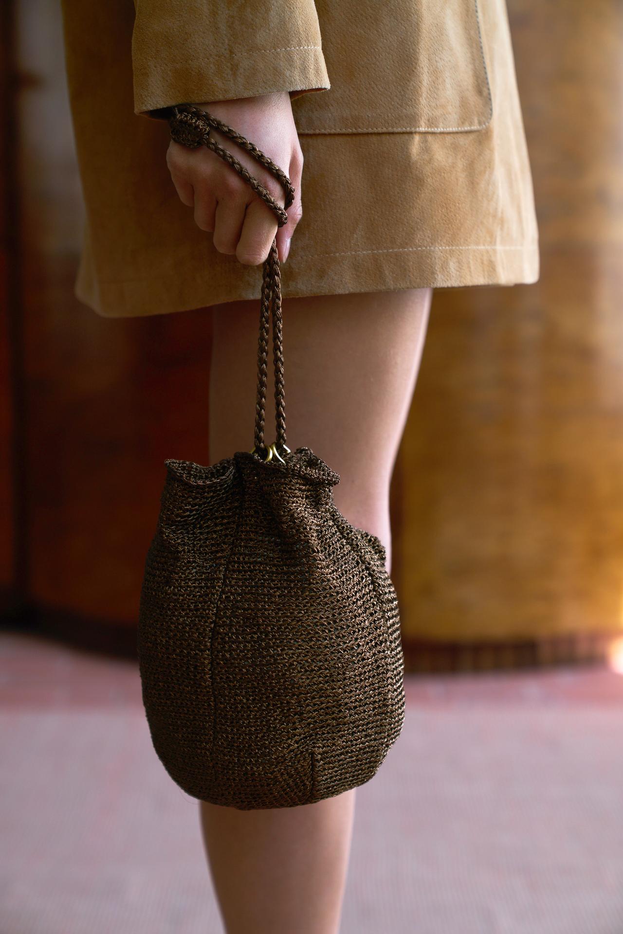 ZARA METALLIC WOVEN HANDBAG