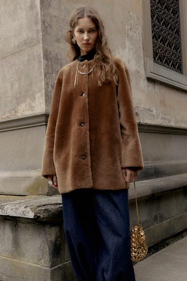 ДВУСТОРОННЕЕ ПАЛЬТО ИЗ 100% КОЖИ — КОРИЧНЕВЫЙ от Zara — изображение 0