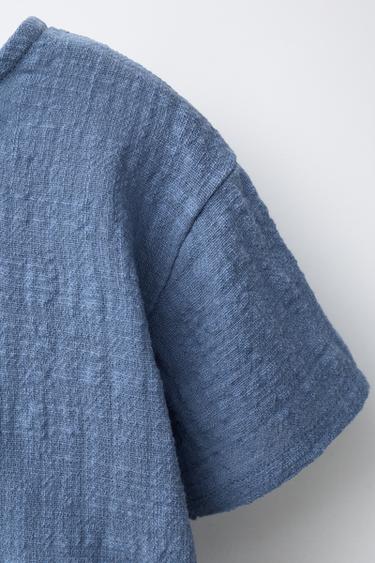 TEXTURED CONTRAST T-SHIRT - Blue by Zara - Image 3
