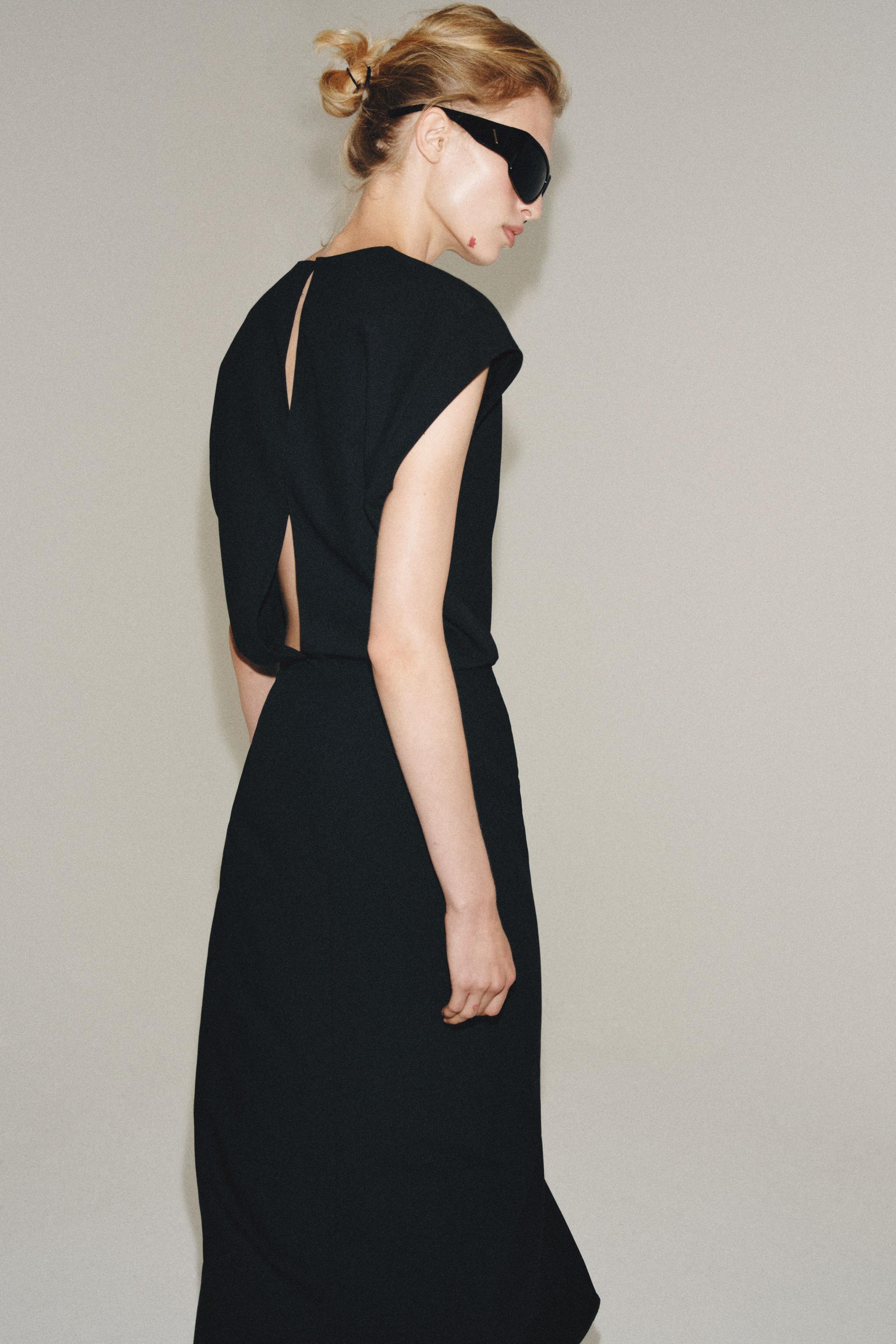 ZW COLLECTION ドレープ ミディワンピース - ブラック | ZARA Japan / 日本
