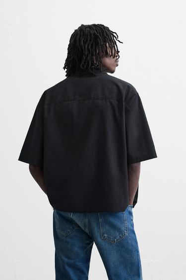 JACQUARD COTTON - LINEN SHIRT - Black by Zara - Image 2
