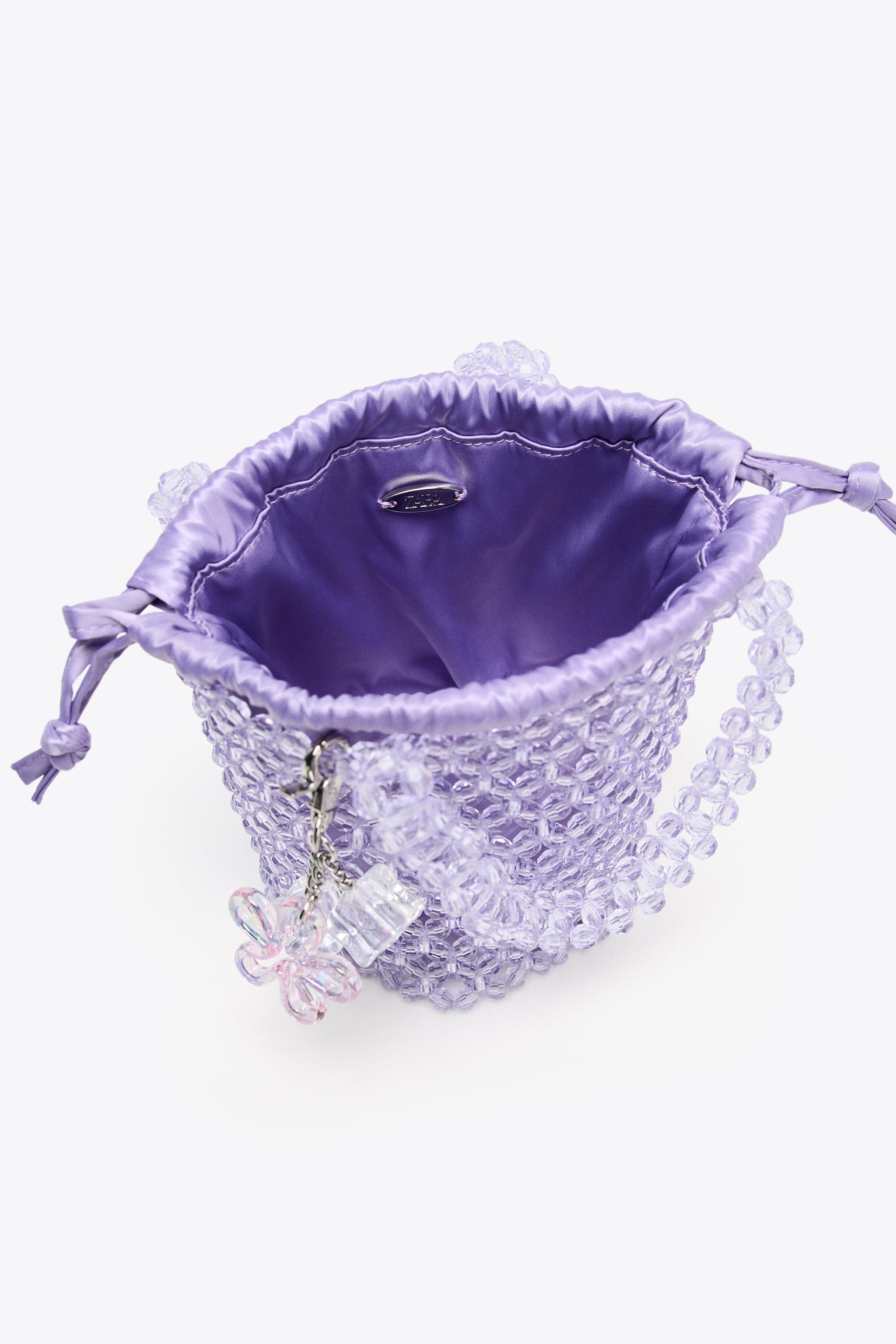 BEADED CYLINDRICAL BUCKET BAG - Violet | ZARA United States