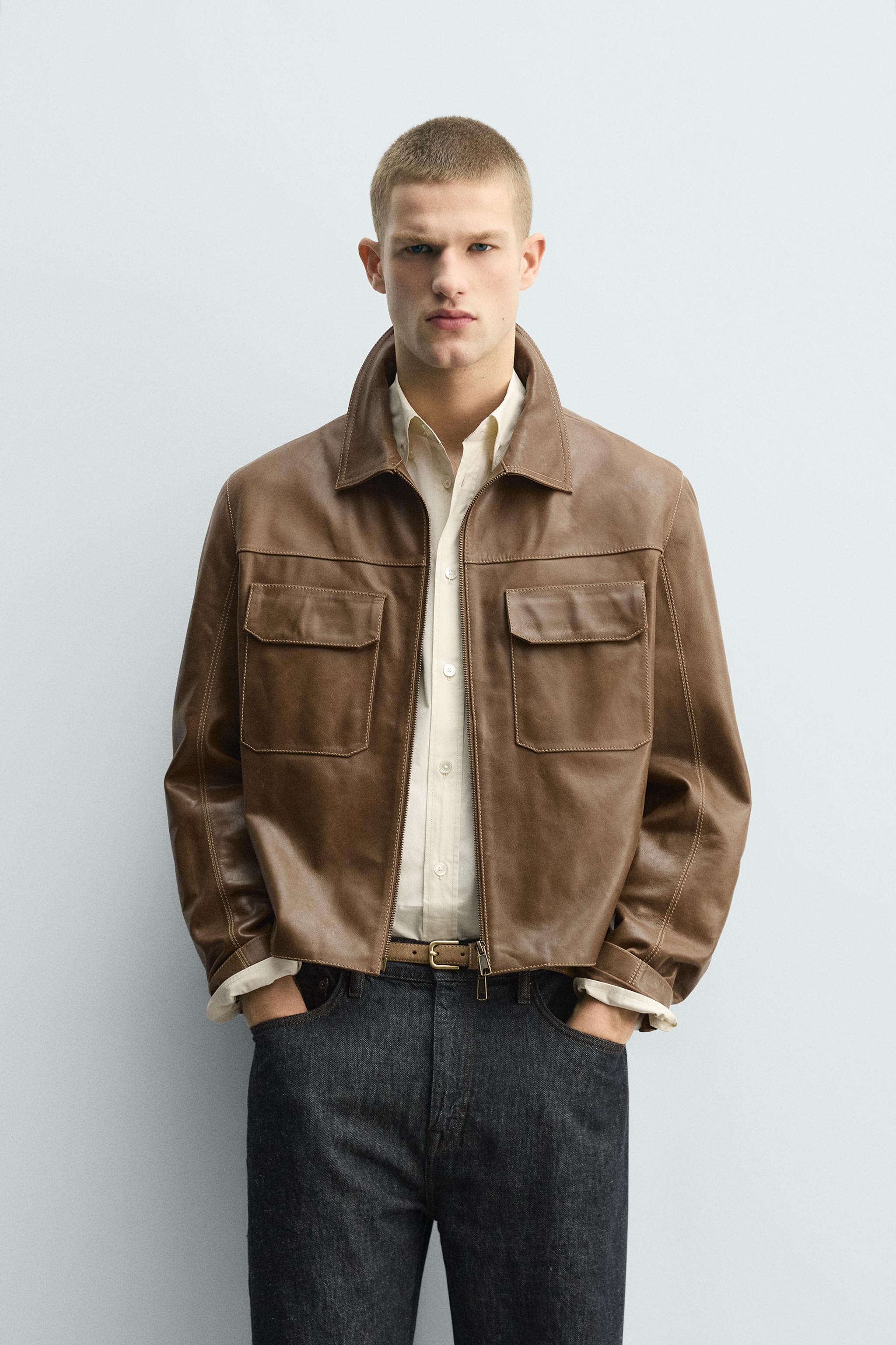 BLOUSON EN CUIR À SURPIQÛRES