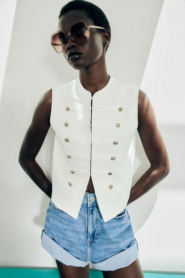TOP COLETE COM BOTÕES - Branco da Zara