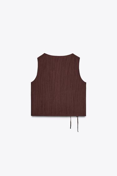 TOP GILET EFFET PLISSÉ - Bordeaux de Zara - Image 5