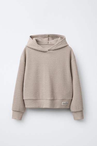 RIBBED SOFT TOUCH HOODIE - camel by Zara