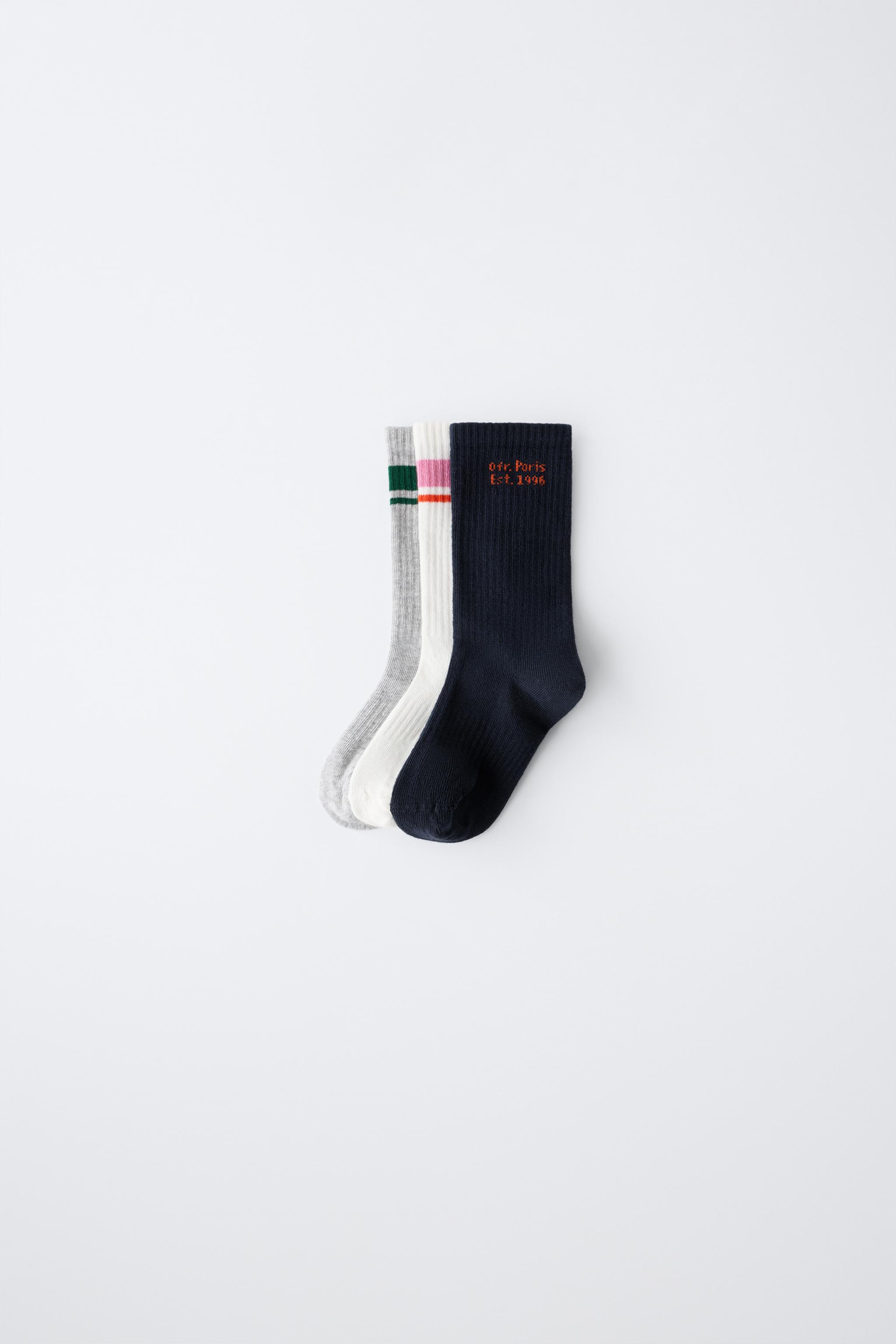 LOT DE TROIS PAIRES CHAUSSETTES MI-HAUTES À BANDES 0FR. PARIS X ZARA