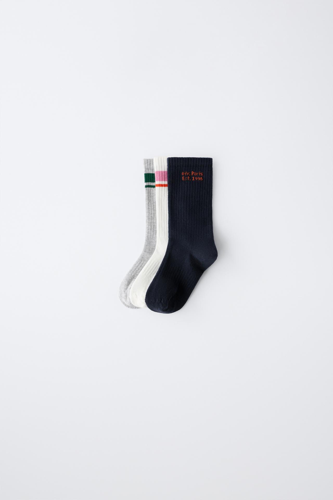 0FR. PARIS X ZARA MID-CALF SOCKS THREE-PACK — Multicolored