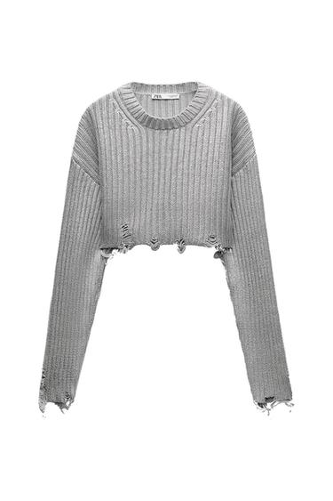 FOIL KNIT CROP SWEATER