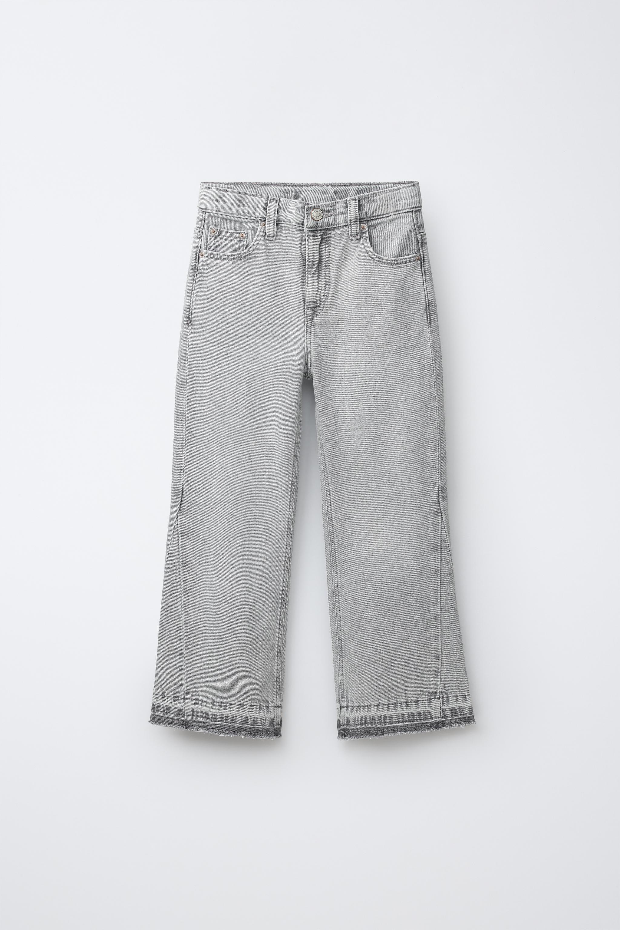RAW HEM FLARE JEANS — Gray