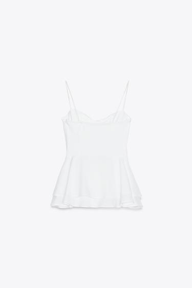 TOP BIMATIÈRE PÉPLUM - Blanc de Zara - Image 6