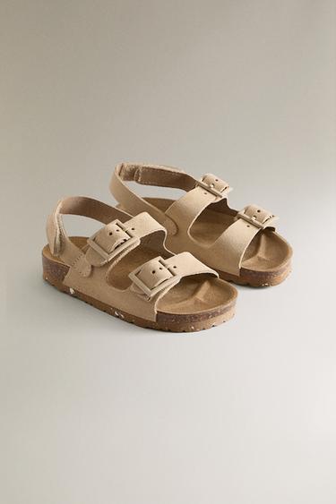 SANDALES ENFANT CUIR DOUBLE BOUCLE - Beige clair de Zara - Image 1
