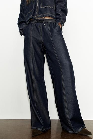 JEANS Z1975 WIDE LEG JOGGER TIRO ALTO - Azul de Zara