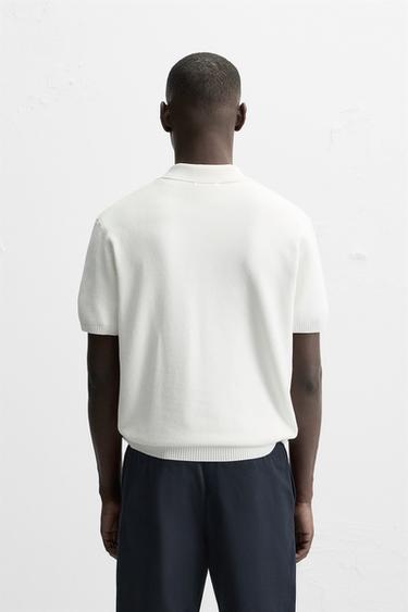 TEXTURED KNIT POLO SHIRT - Ecru by Zara - Image 2