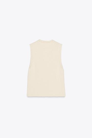 TOP GILET EN MAILLE - Beige clair de Zara - Image 5