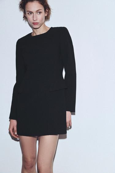 Zara ZW COLLECTION LONG SLEEVE MINI DRESS - Black