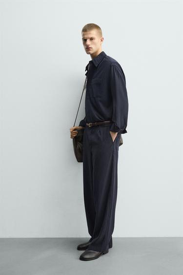RELAXED FIT FLOWING TROUSERS - Navy blue by Zara - Image 3