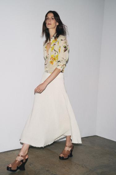 ZW COLLECTION STRUCTURED MIDI SKIRT - Ecru by Zara - Image 6